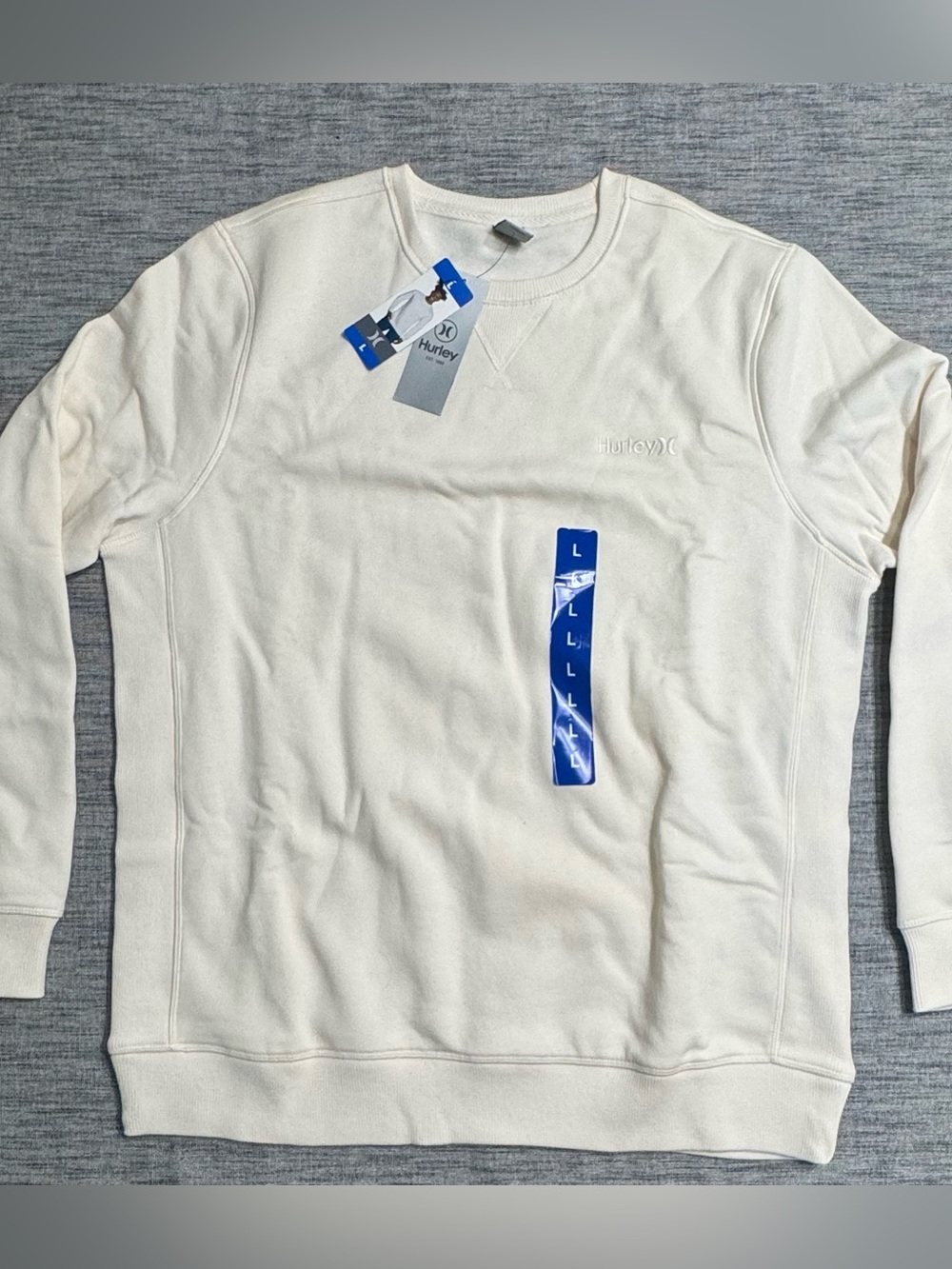Hurley Cream Crew Sweatshirt with Subtle Logo